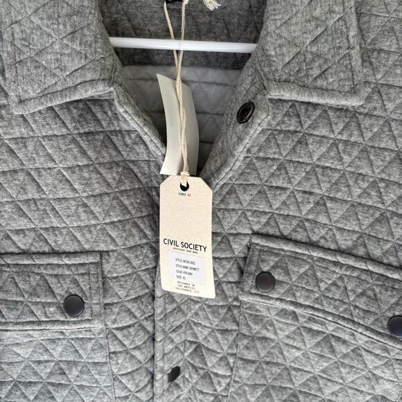 NWT Civil Society Bennett Quilted Shirt Heather Gray XL - Picture 4 of 10